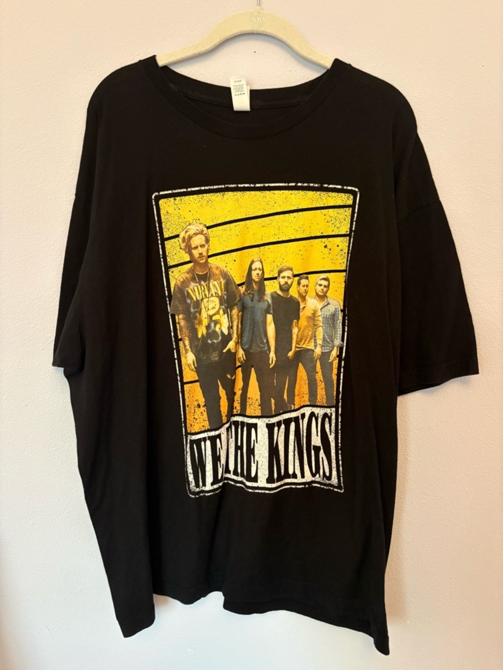 Tultex Black Band Graphic Tee with Yellow Print
